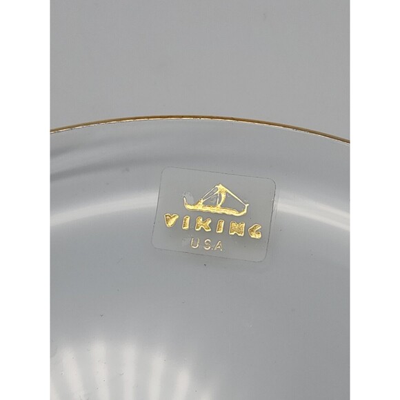 Tidbit Serving Tray Viking Glass Floral & Butterflies Trim Original Tag 8" NICE - Picture 5 of 12